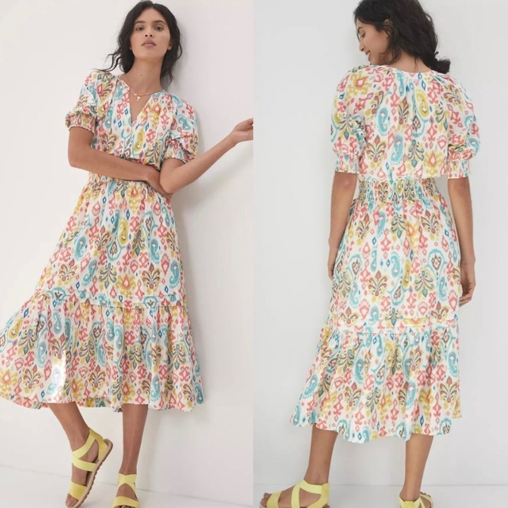 MAEVE Anthropologie Felipa Multicolor Ikat Maxi Dress sz M